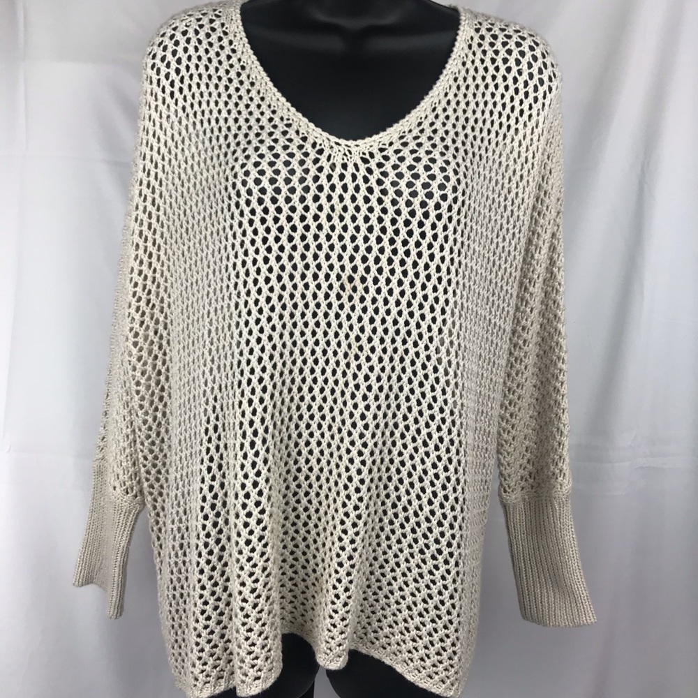 II SISTERS Cream Crochet Oversized Sweater M/L